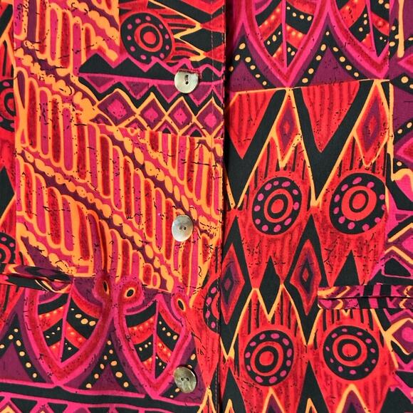 Vintage 90’s Red Abstract Lined Button Up Midi Dress - Picture 7 of 7